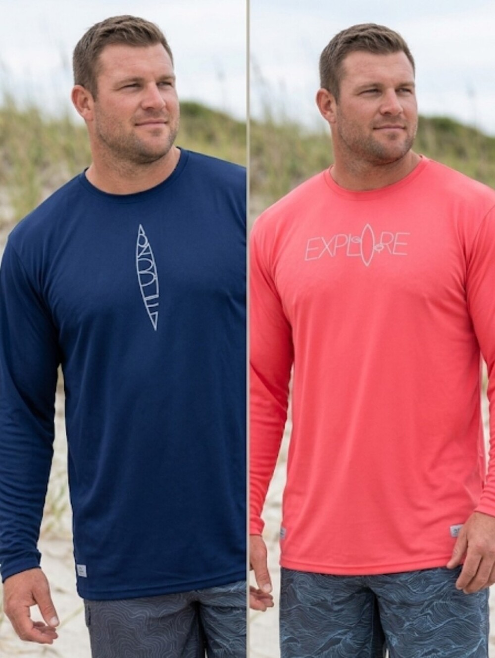 Lot 2 Knit Pullover Shirts Mens 2XL Outdoorsy Surfer Red & Blue A4.com
